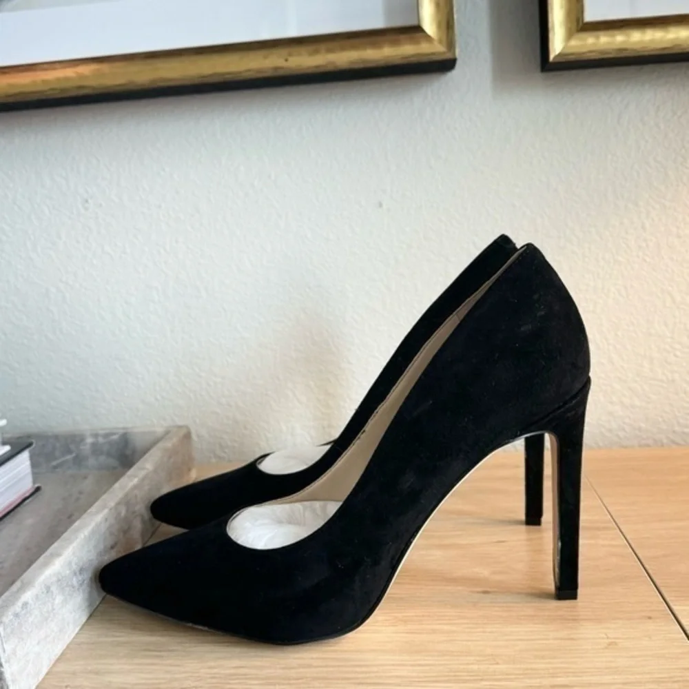 NEW Nine West Tatiana Black Suede Leather Pointy Toe Heels Pumps‎ Size 10